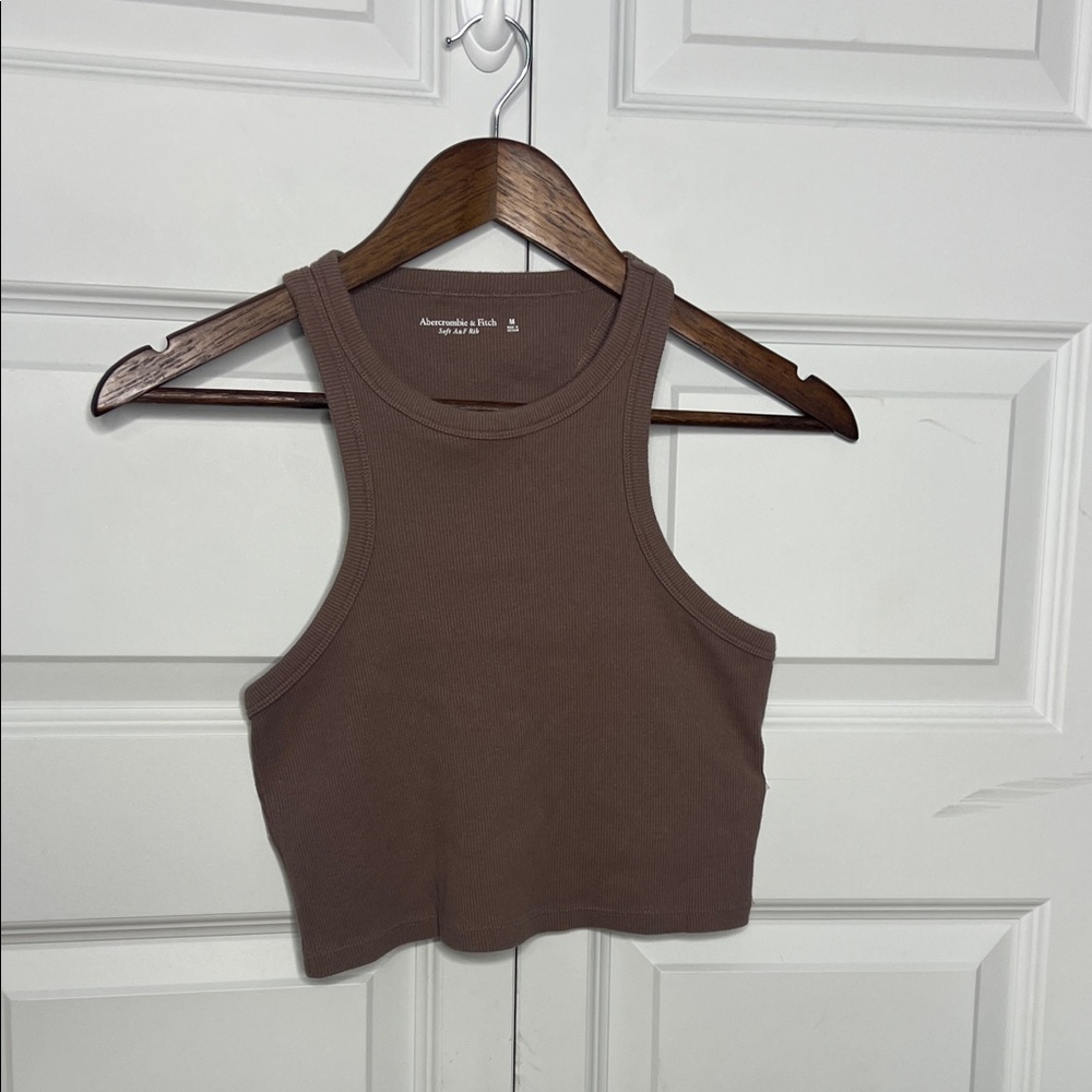 Abercrombie & Fitch Brown Crop Tank Ribbed High Neck Y2K Medium